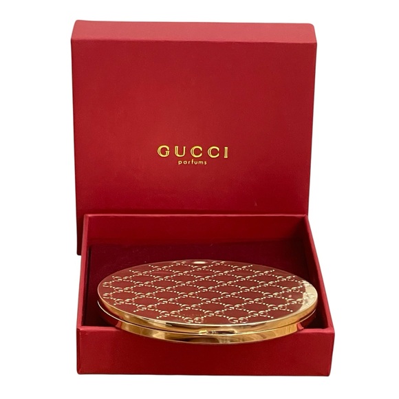 NIB Gucci Gold Metal GG Monogram Double-Sided Compact Mirror - Picture 7 of 7